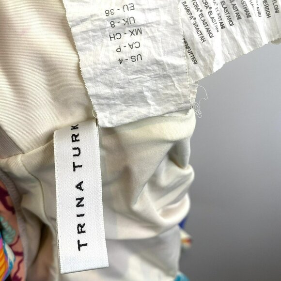 Trina Turk Swimsuit Size 4 Radiant Blooms Bandeau One Piece Ruffle Floral - Picture 4 of 4